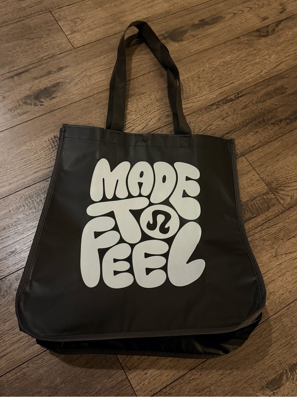 lululemon athletica Black Large Tote with White 'Made to Feel' Graphic